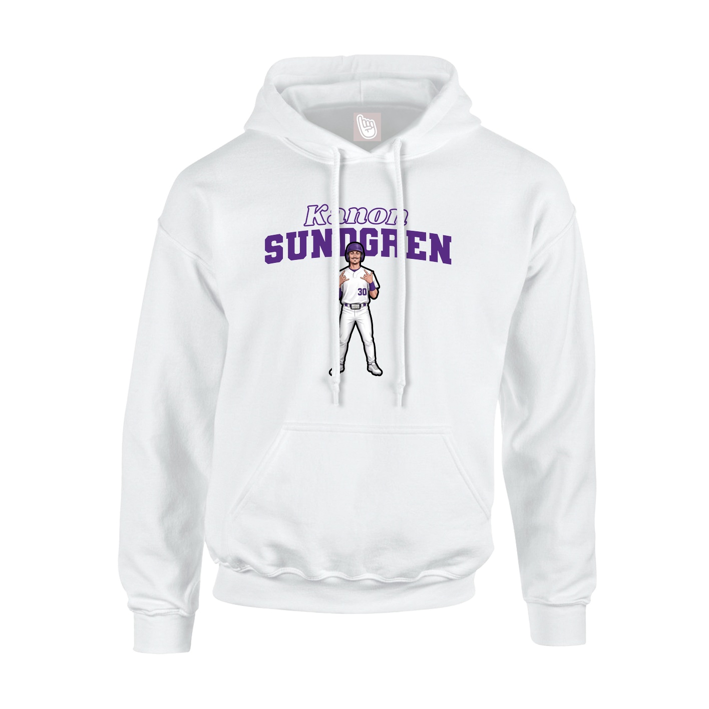 Youth Hoodie — Name Arch in White