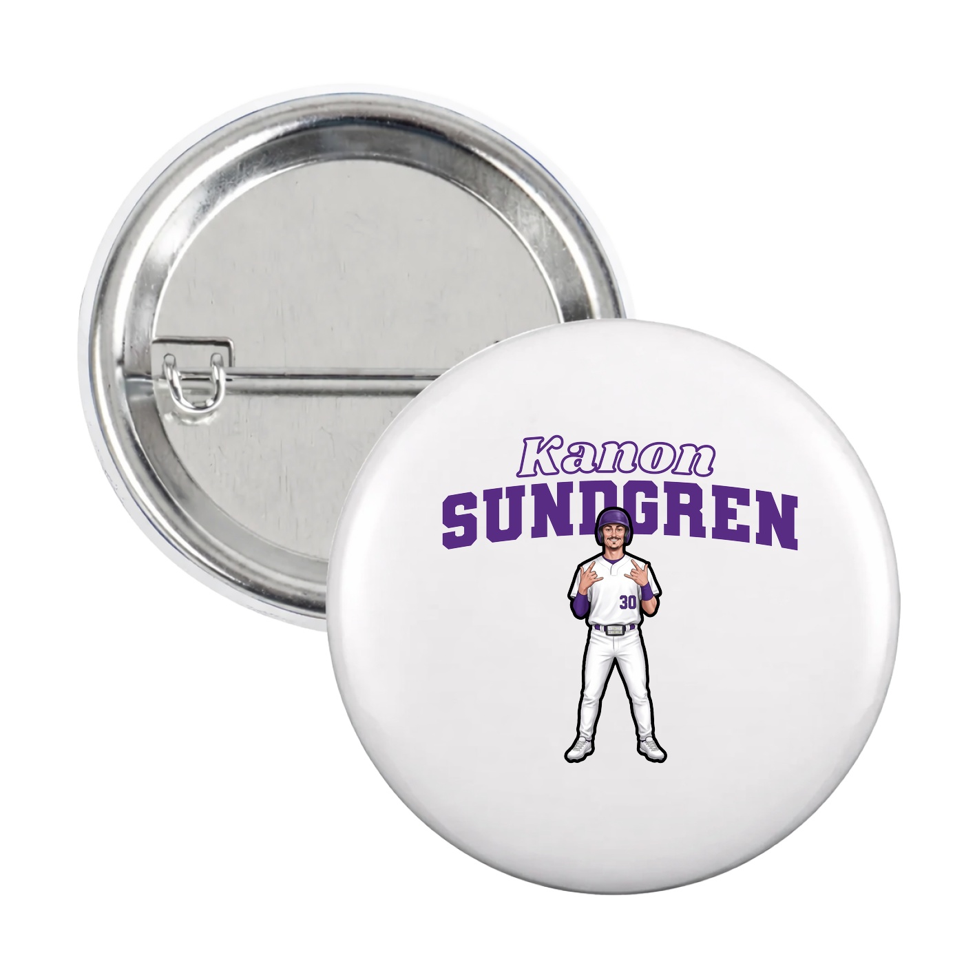 Game Day Button — Name Arch in White