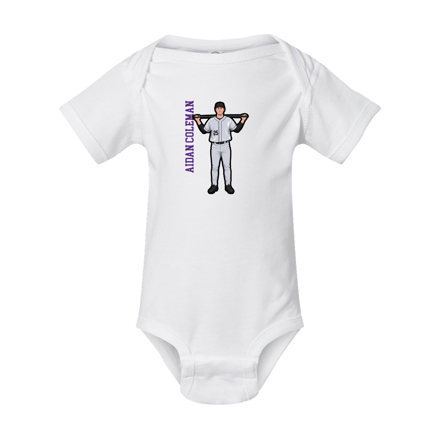 Baby Onesie — Name Vertical in White