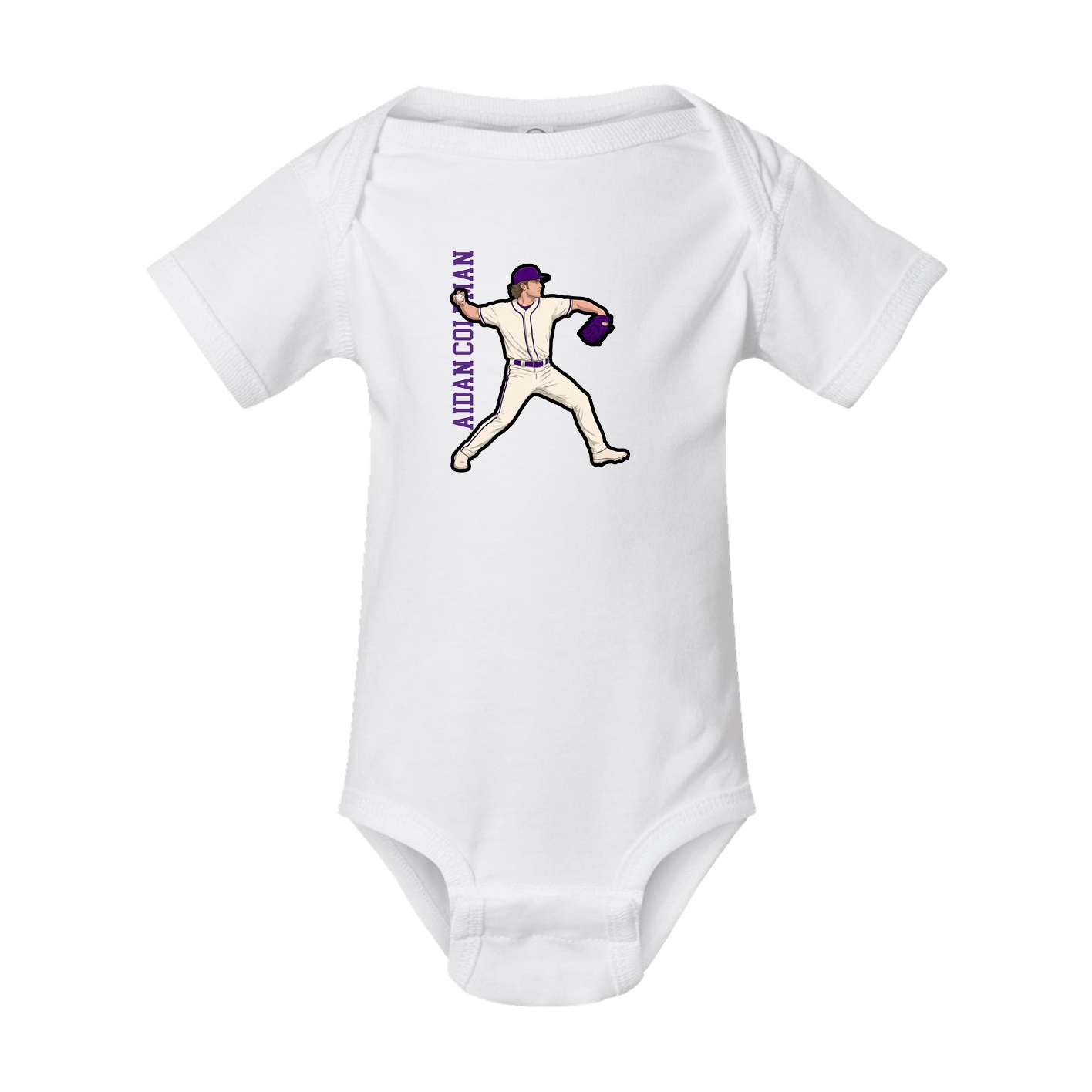 Baby Onesie — Name Vertical in White