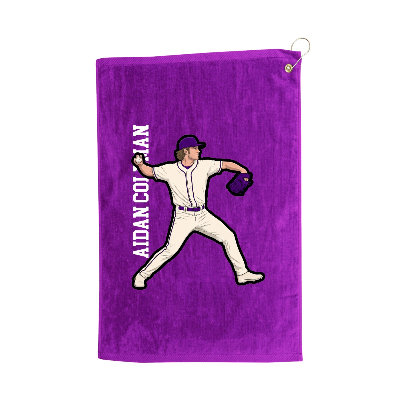 Golf Towel — Name Vertical in Purple