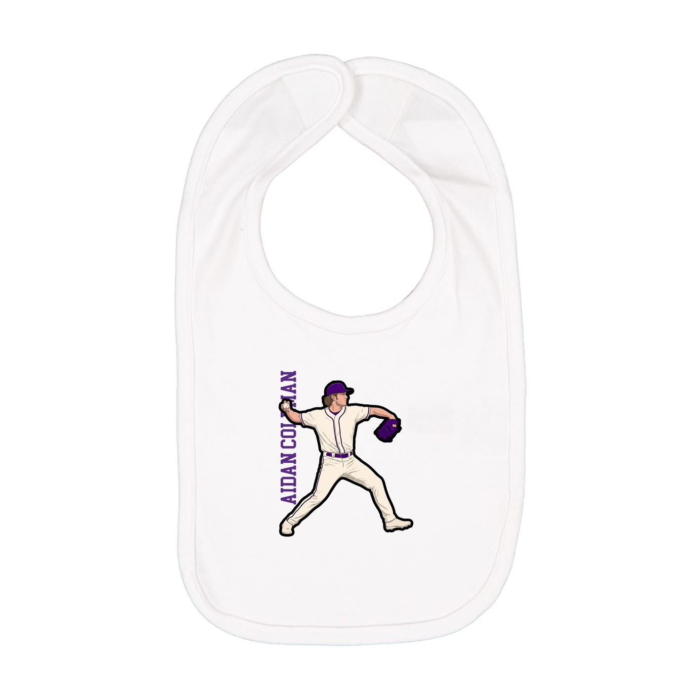 Infant Bib — Name Vertical in White