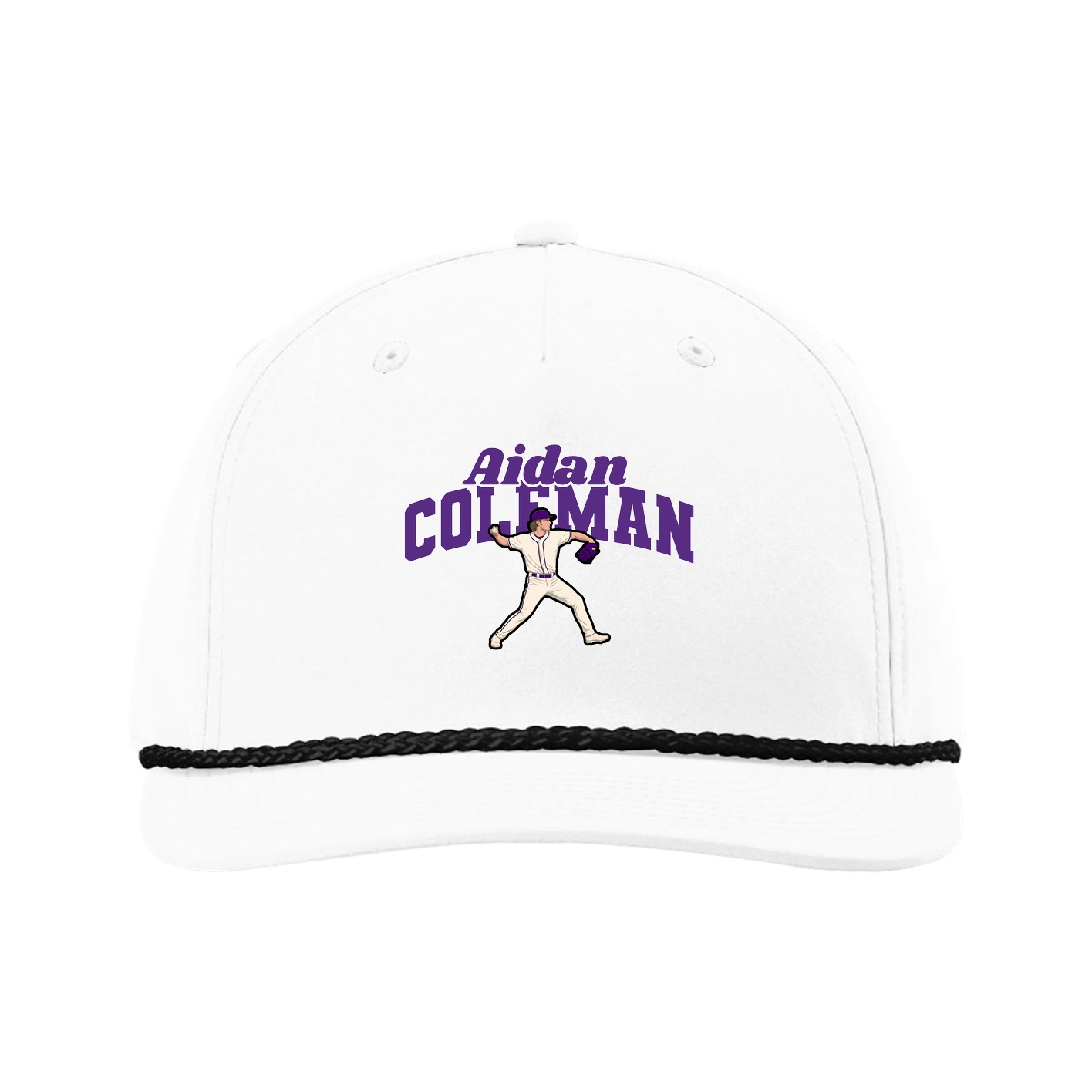 Five-Panel Classic Rope Cap — Signature Arch in White