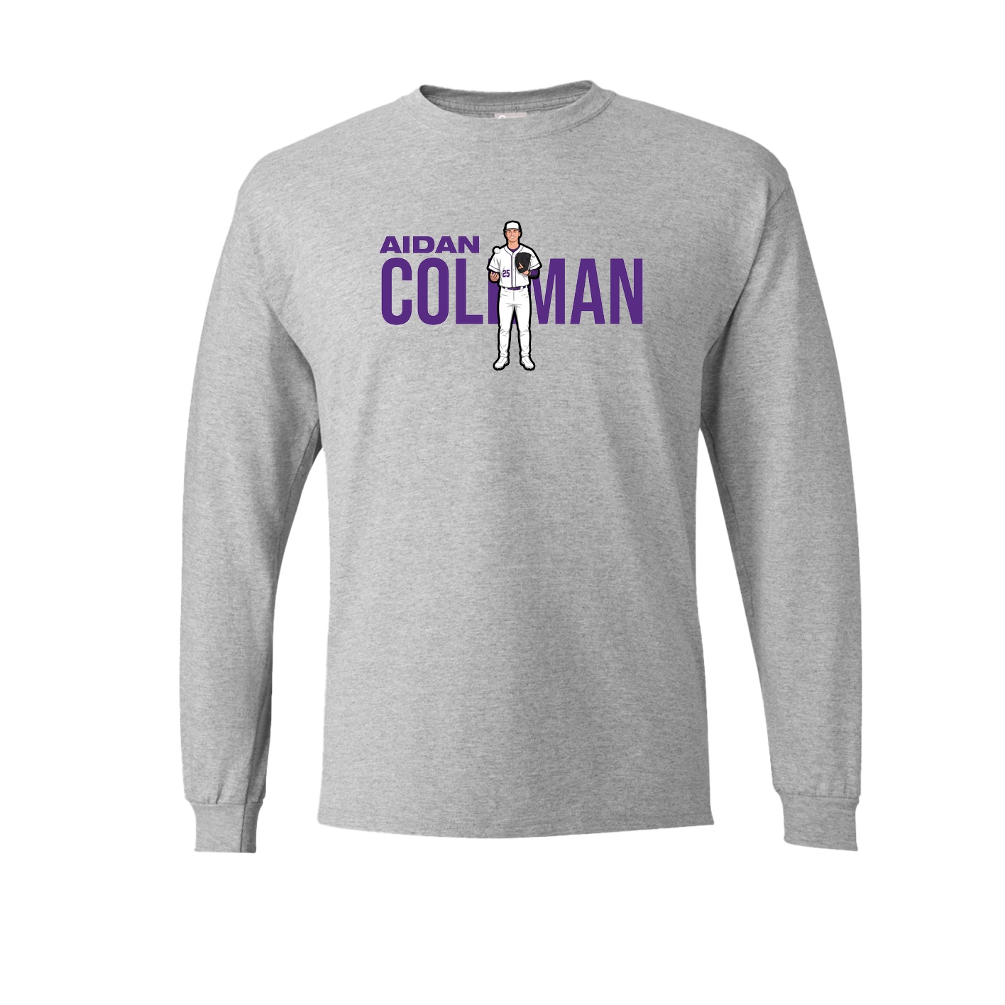 Long Sleeve Tee — Player Name in Grey