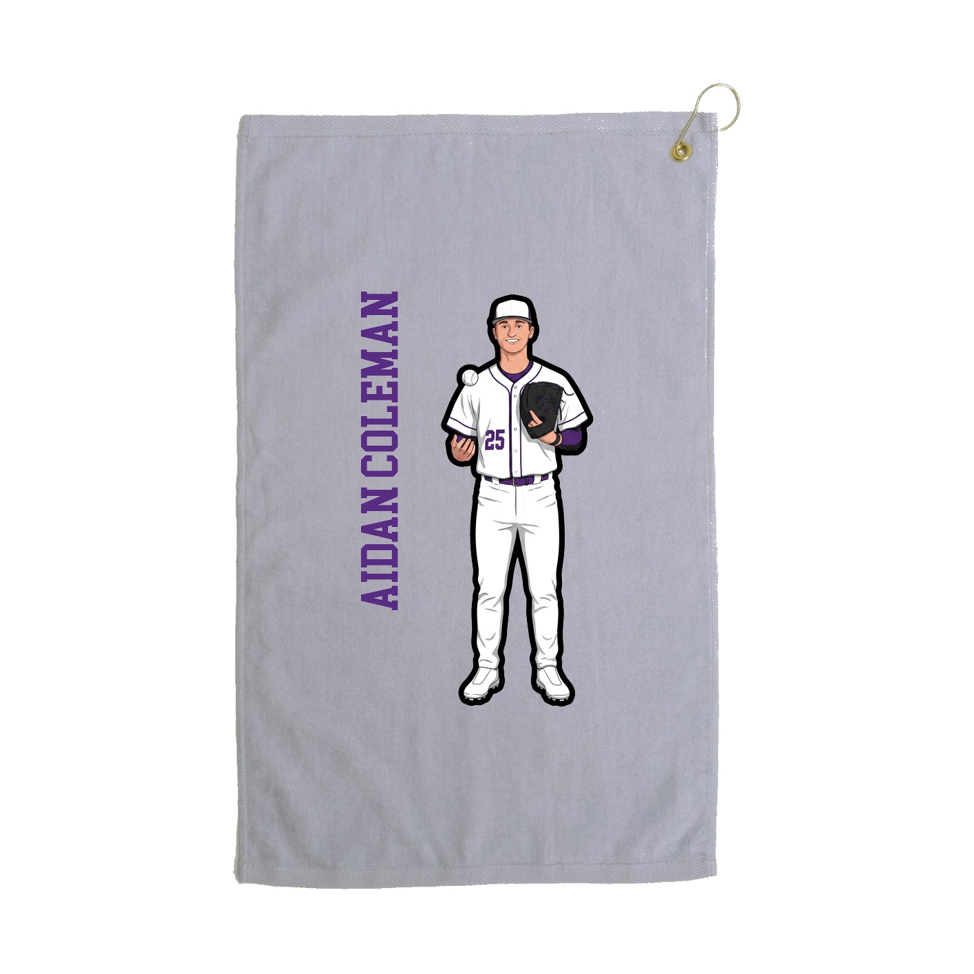 Golf Towel — Name Vertical in Grey