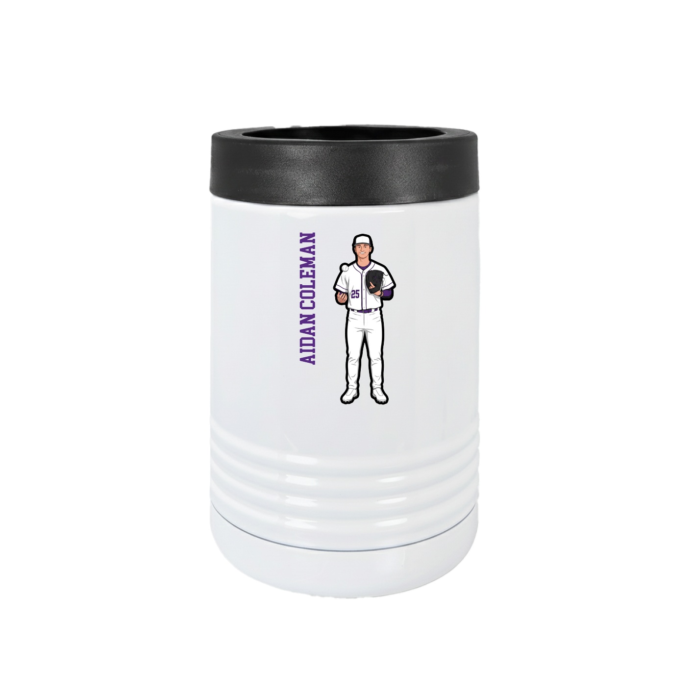 Beverage Holder — Name Vertical in White
