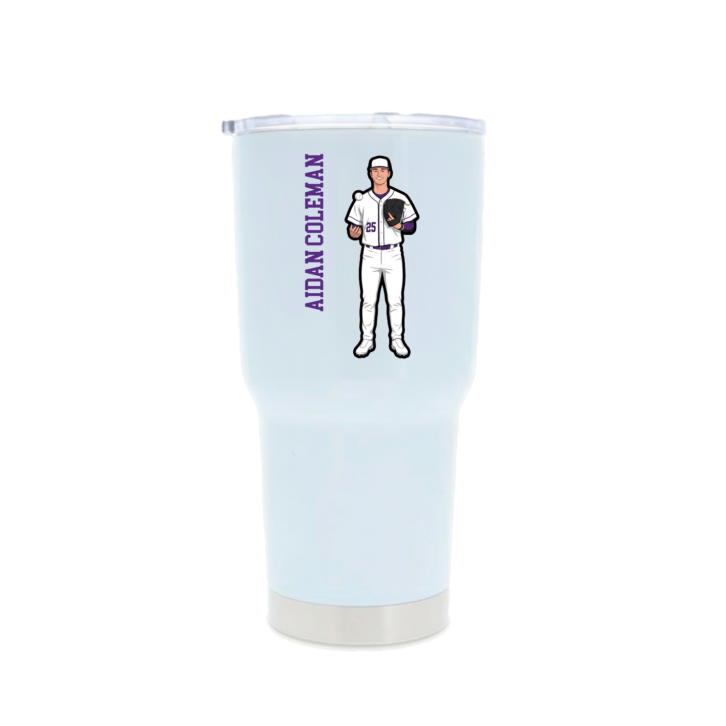 30oz Stainless Steel Tumbler — Name Vertical in White