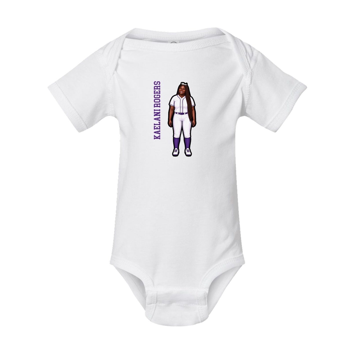 Baby Onesie — Name Vertical in White