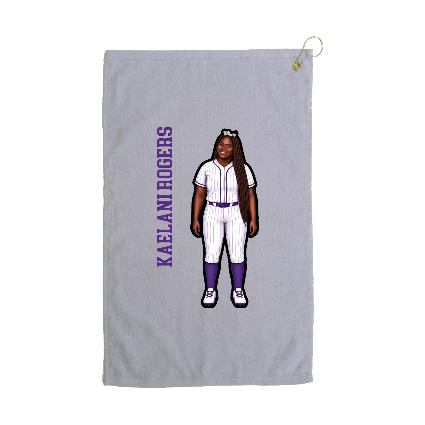 Golf Towel — Name Vertical in Grey