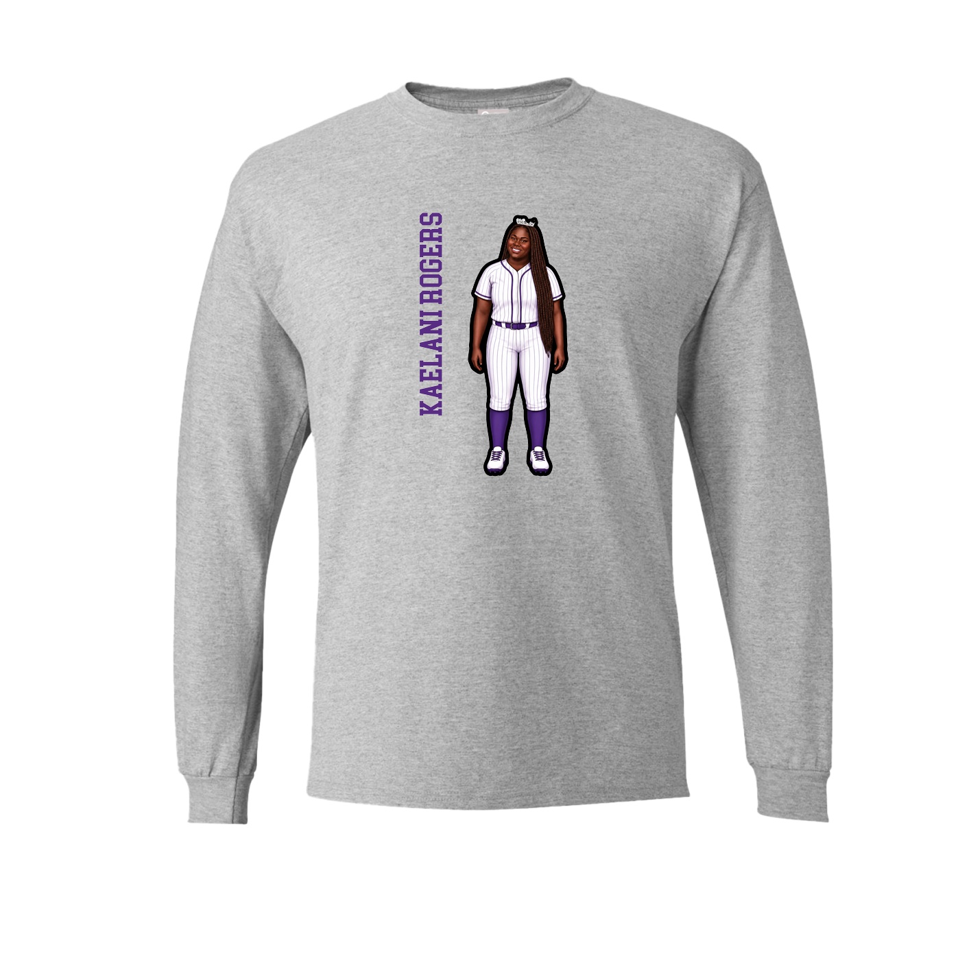 Long Sleeve Tee — Name Vertical in Grey