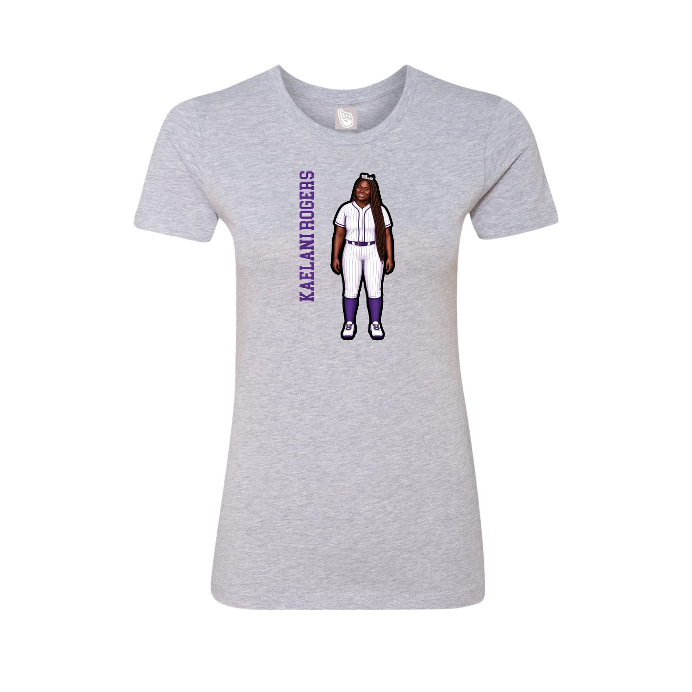 Fitted Women's Tee — Name Vertical in Grey