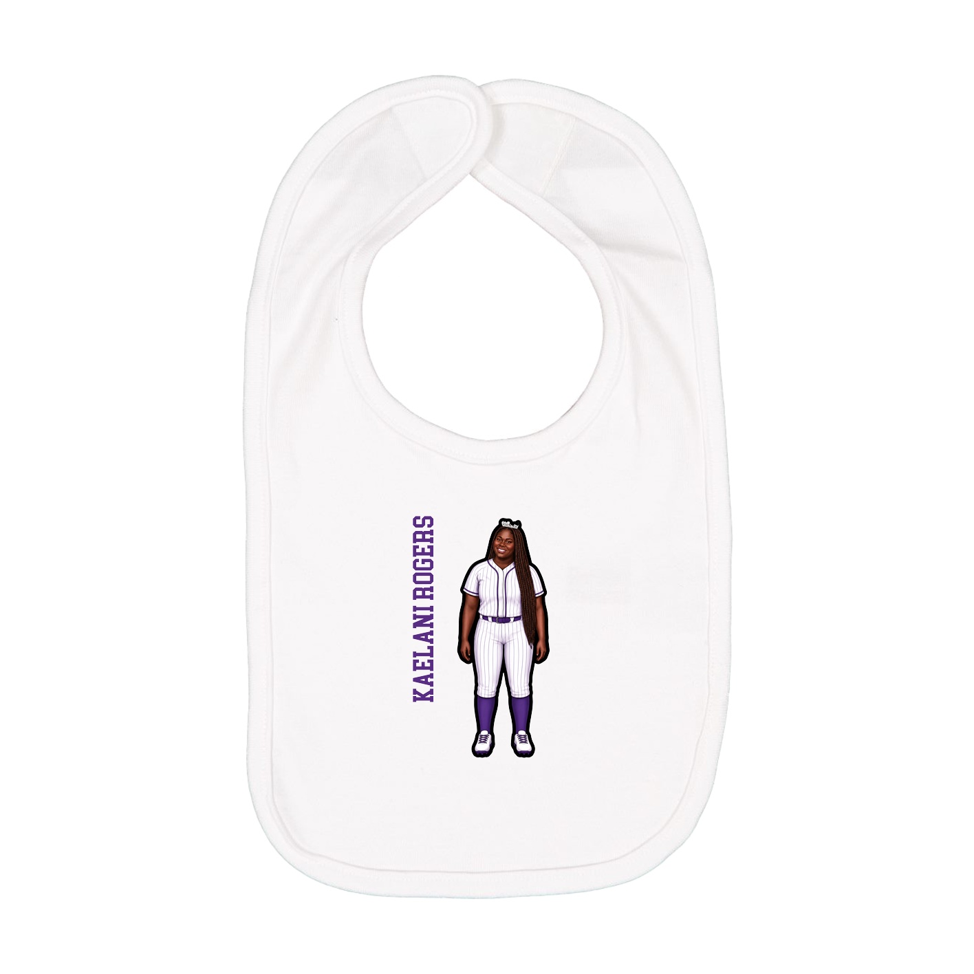 Infant Bib — Name Vertical in White