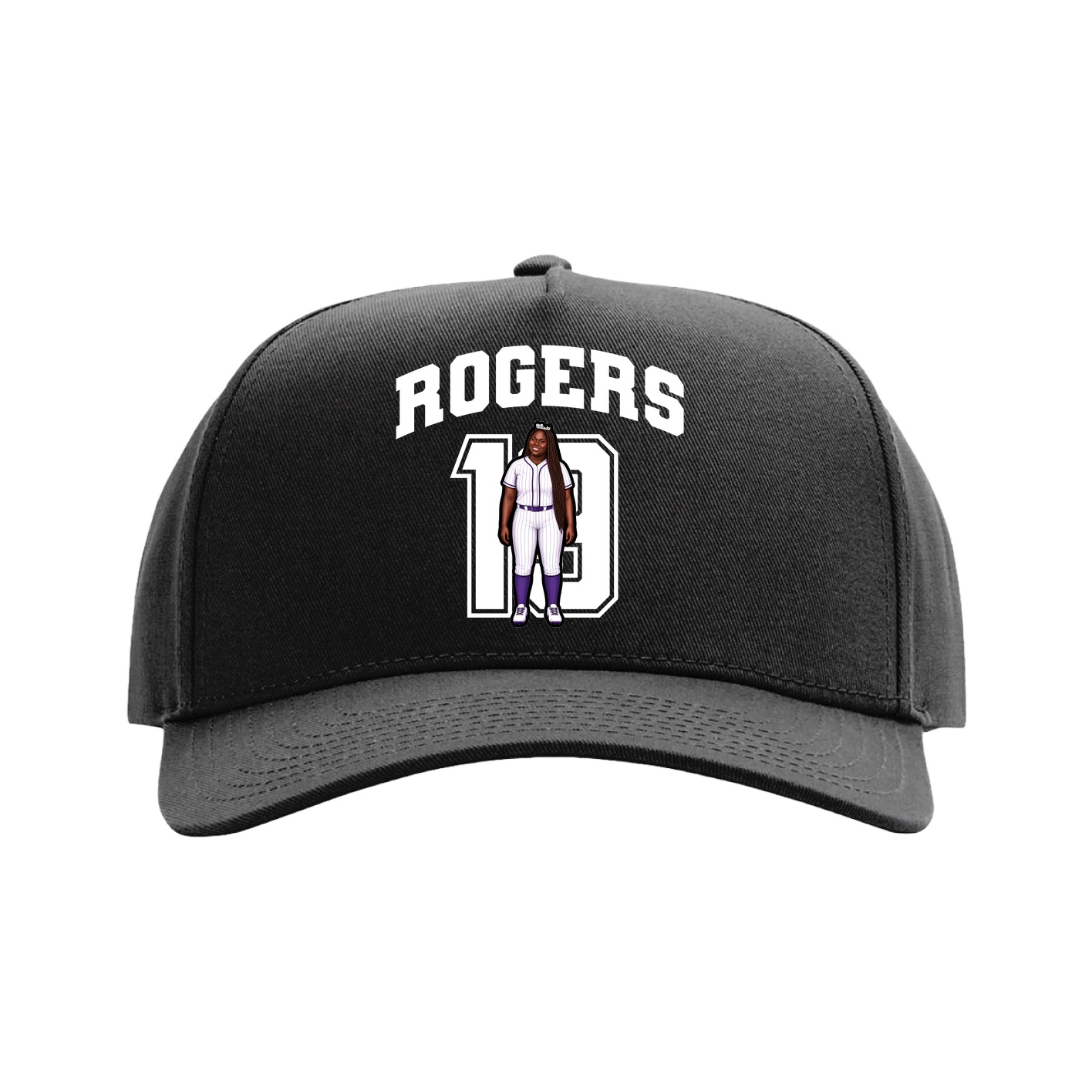 Full Fabric Five-Panel Champ Cap — Number in Black