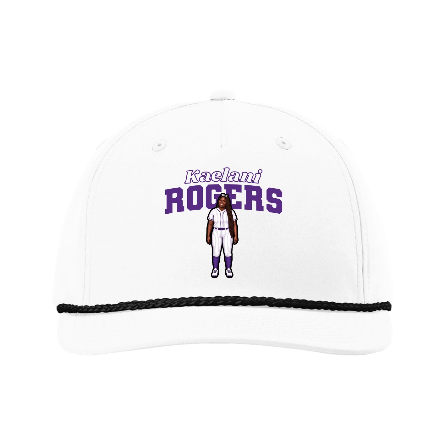 Five-Panel Classic Rope Cap — Name Arch in White