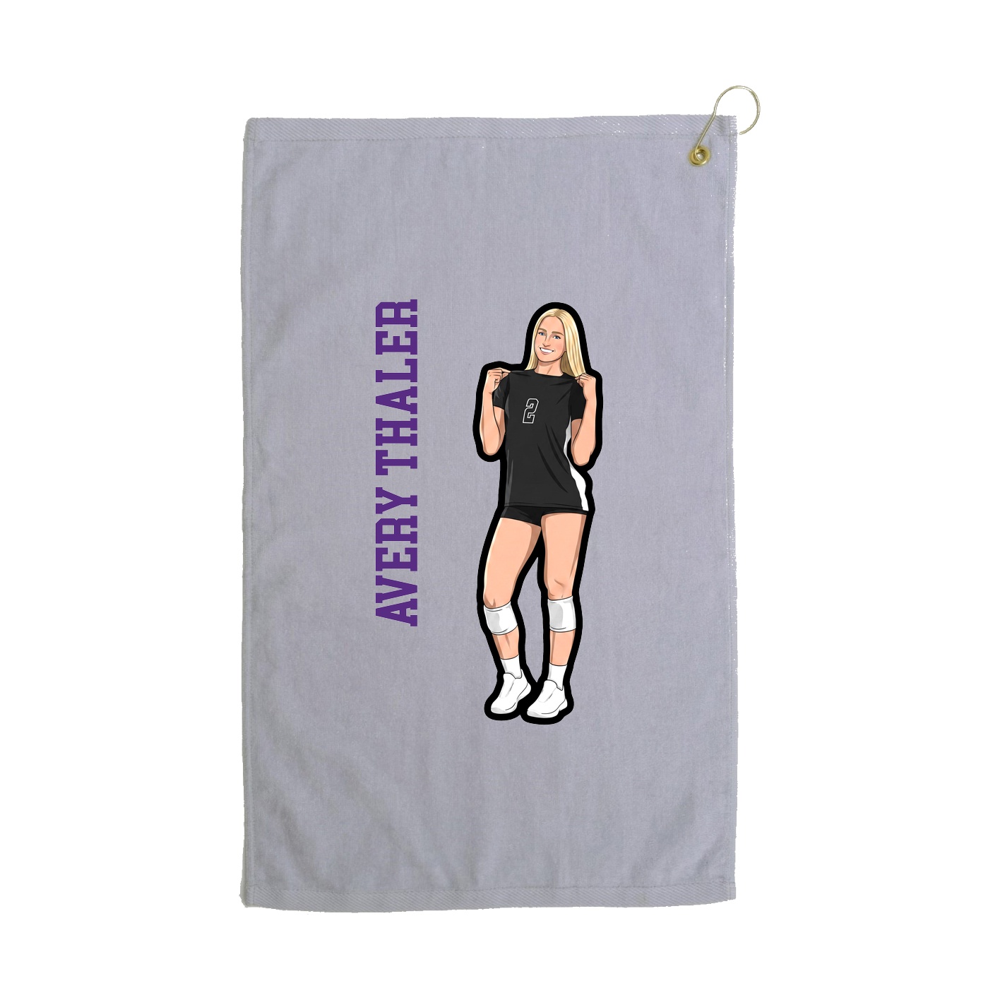 Golf Towel — Name Vertical in Grey
