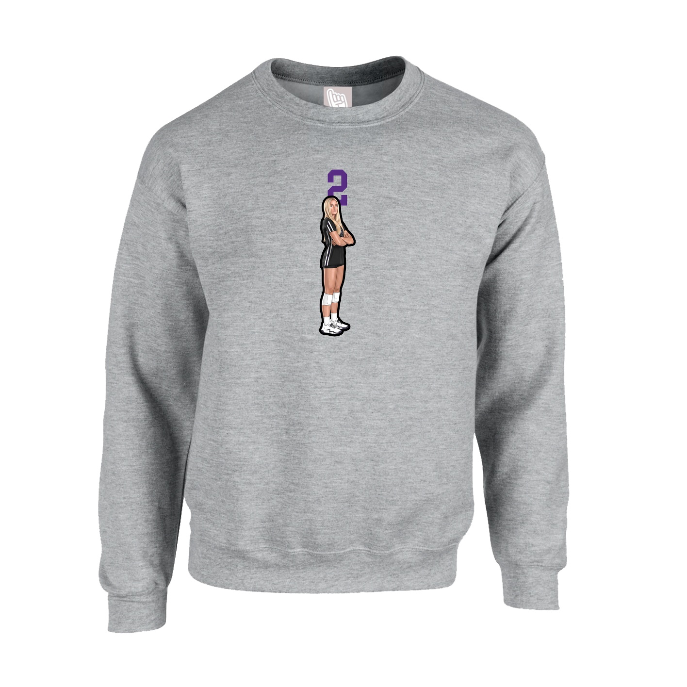 Fleece Crew — Number Top in Grey