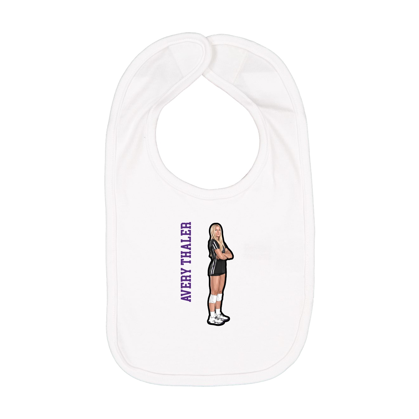 Infant Bib — Name Vertical in White