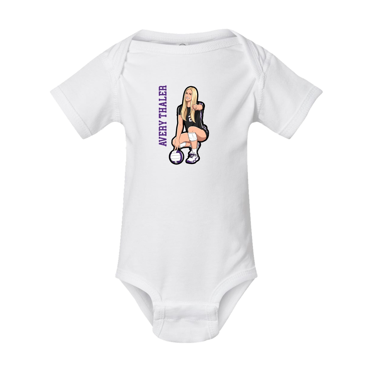 Baby Onesie — Name Vertical in White