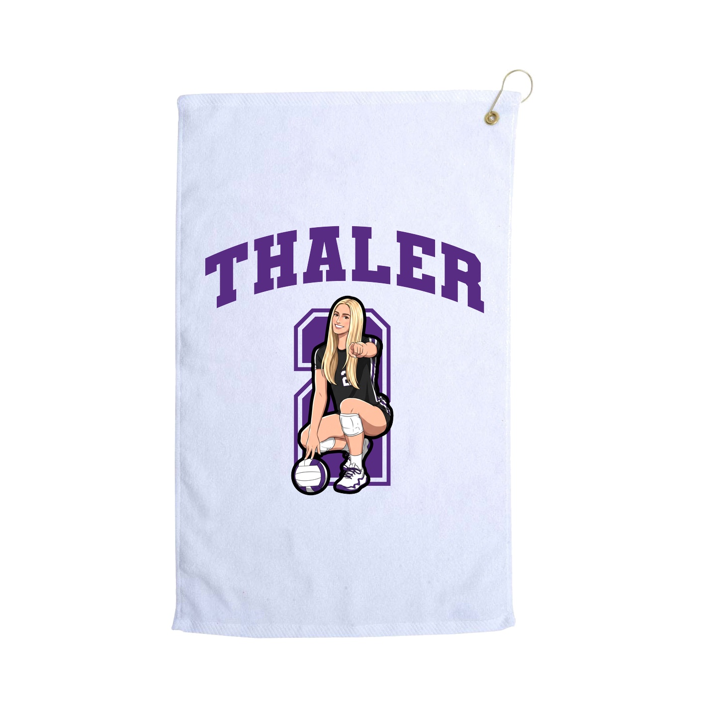 Golf Towel — Number in White