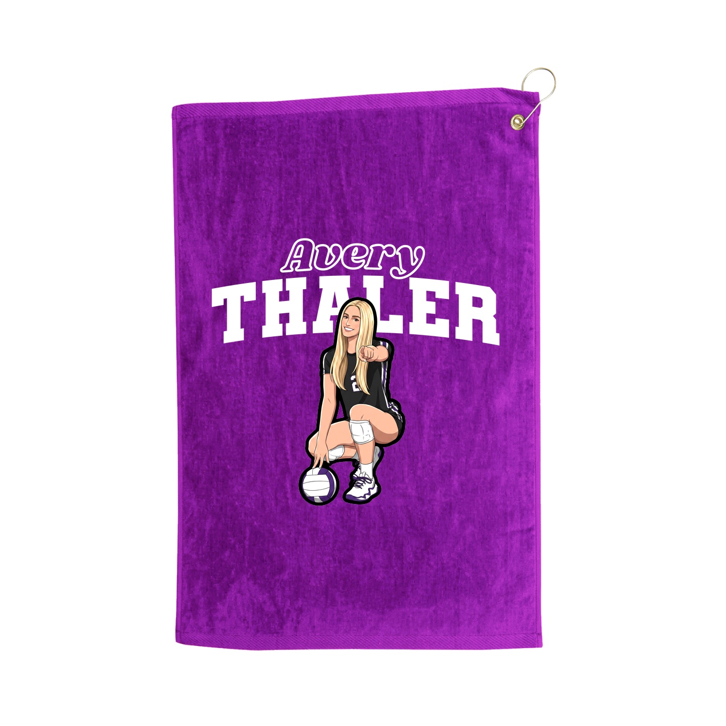 Golf Towel — Name Arch in Purple