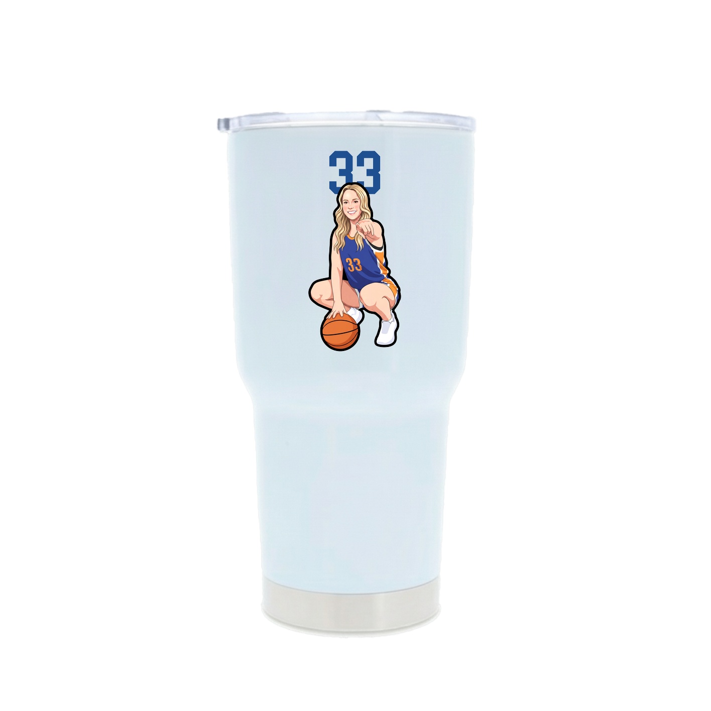 30oz Stainless Steel Tumbler — Number Top in White