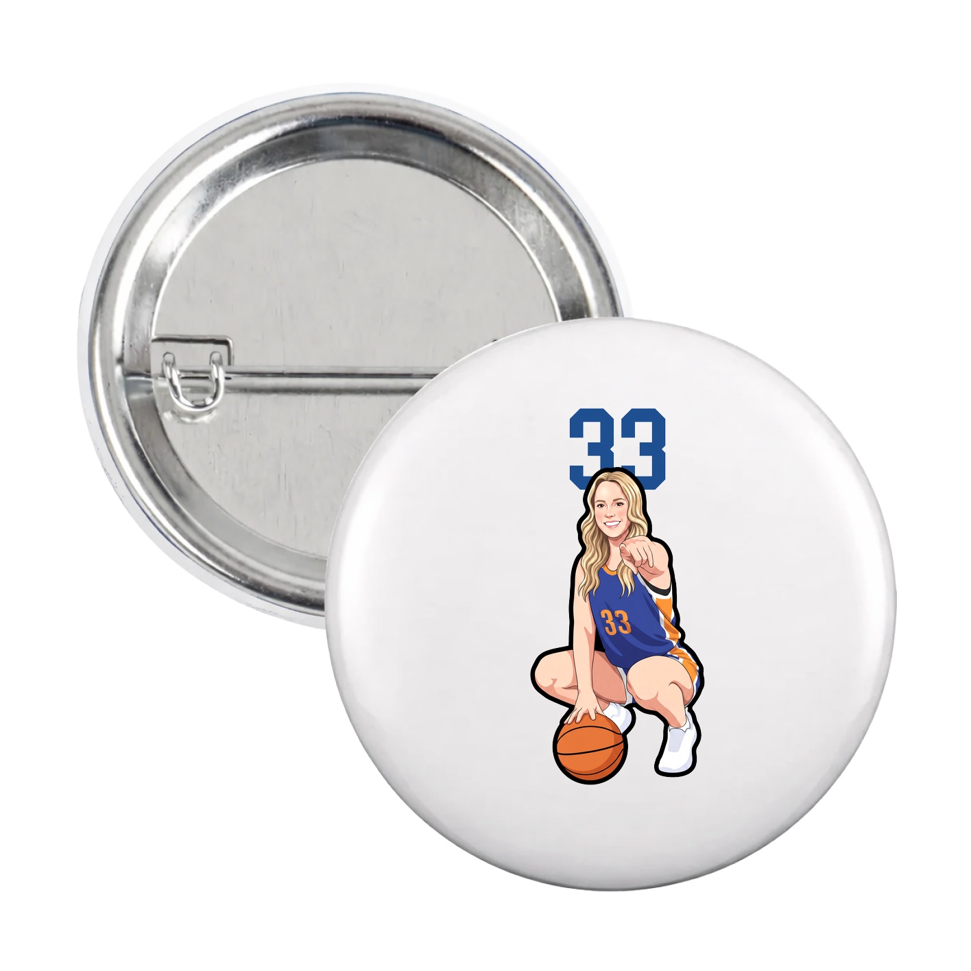 Game Day Button — Number Top in White