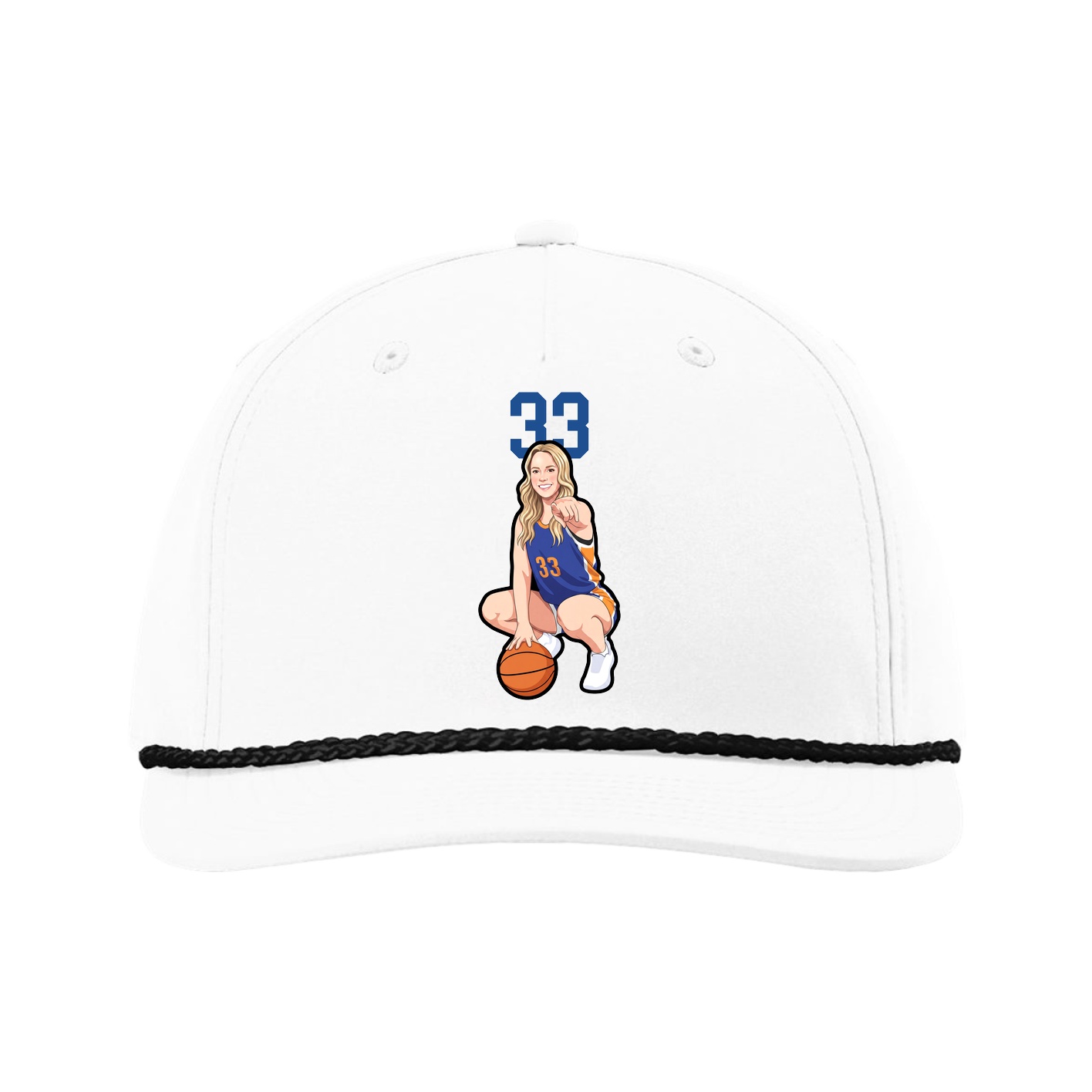 Five-Panel Classic Rope Cap — Number Top in White