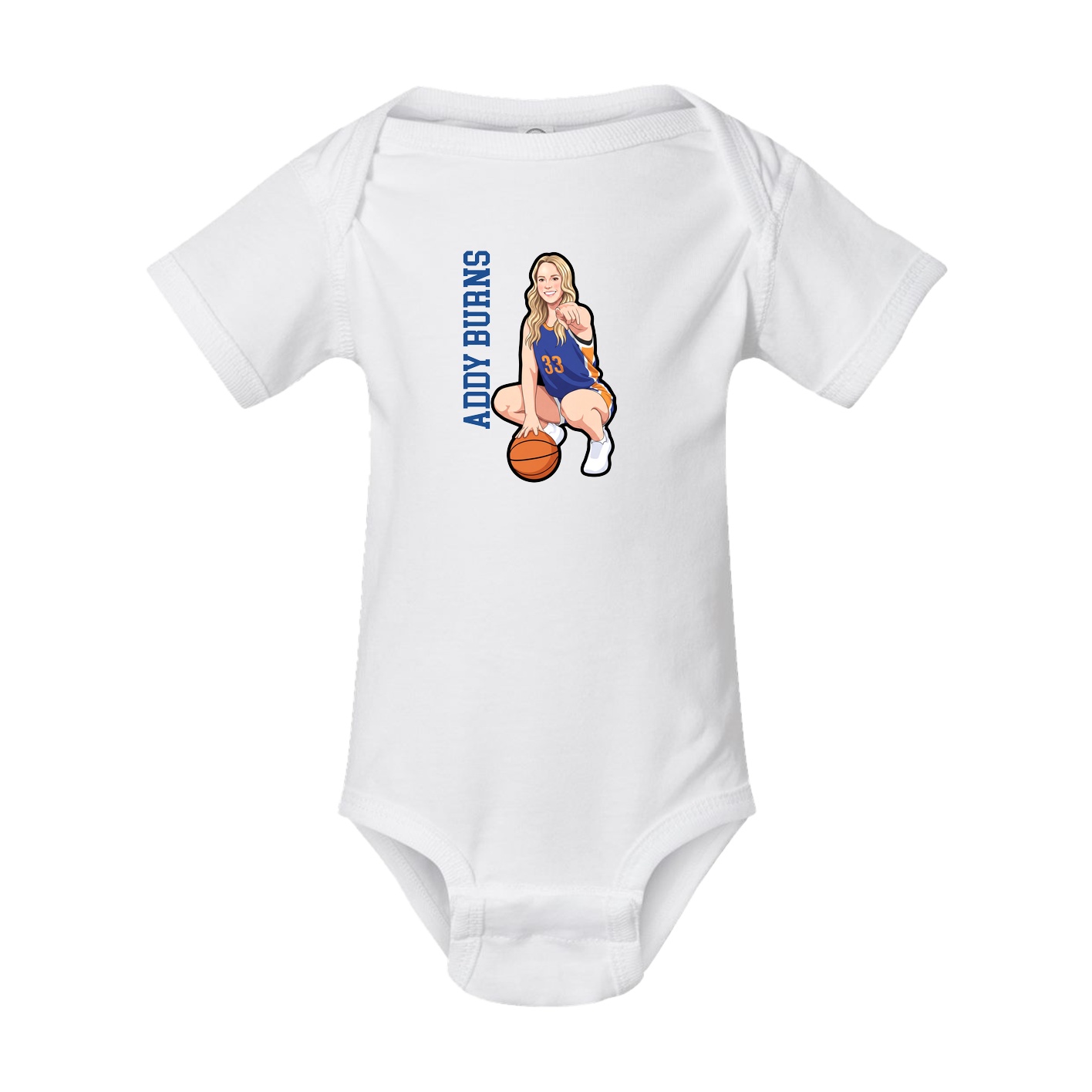 Baby Onesie — Name Vertical in White