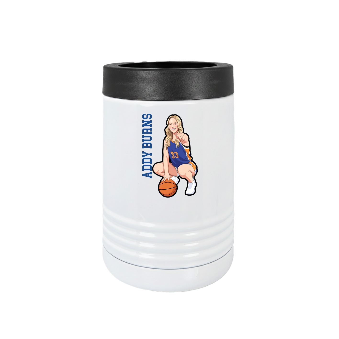 Beverage Holder — Name Vertical in White