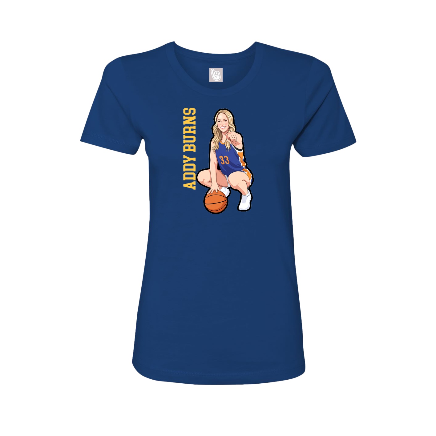 Fitted Women's Tee — Name Vertical in Royal