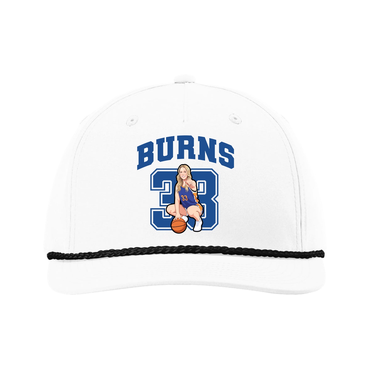 Five-Panel Classic Rope Cap — Number in White