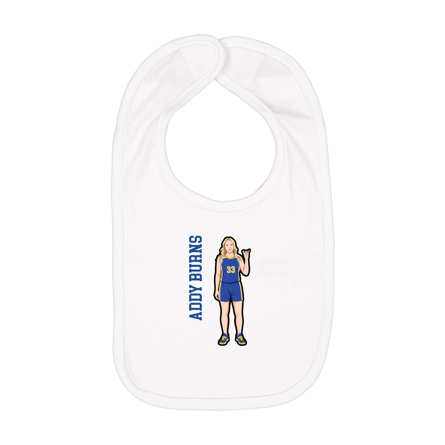 Infant Bib — Name Vertical in White