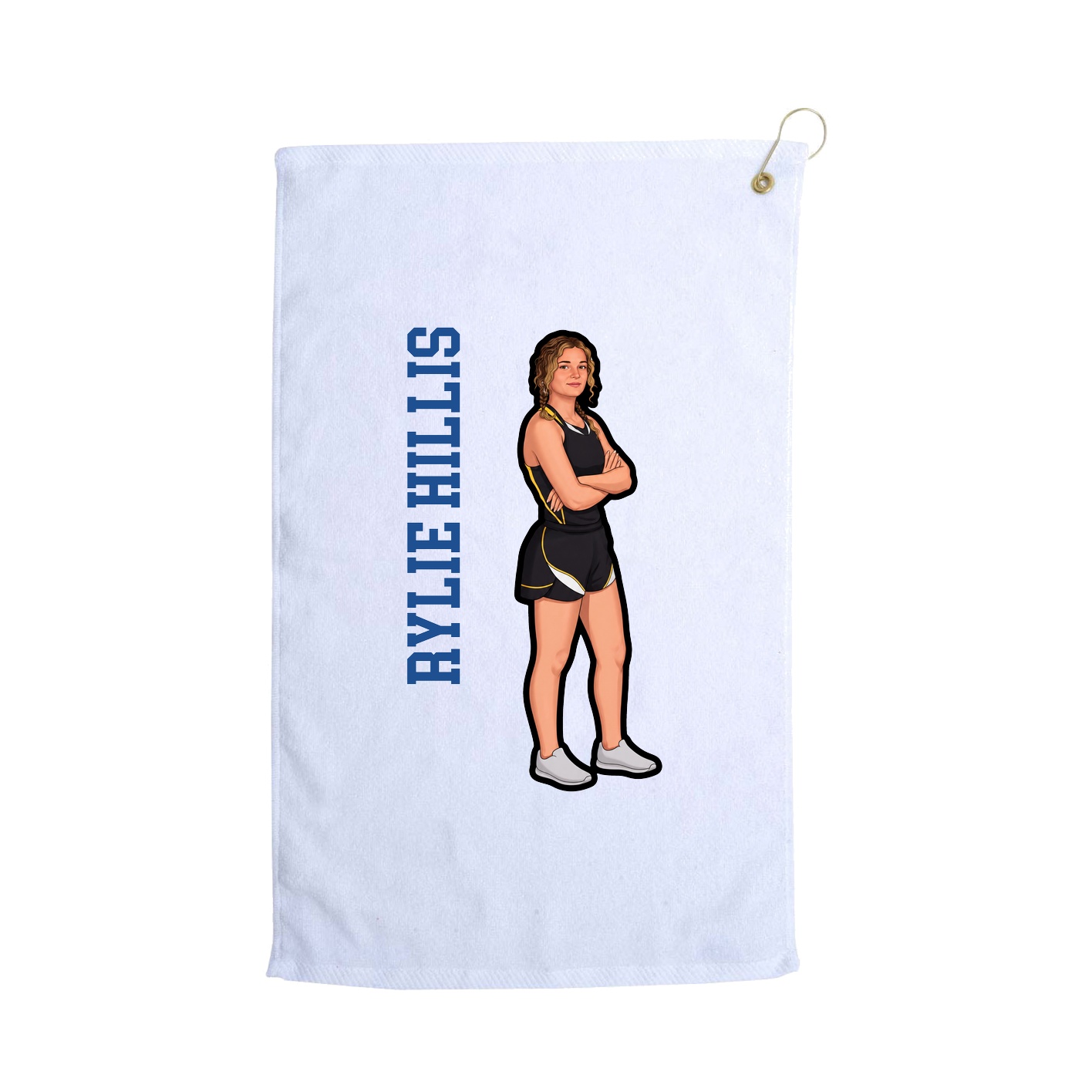 Golf Towel — Name Vertical in White
