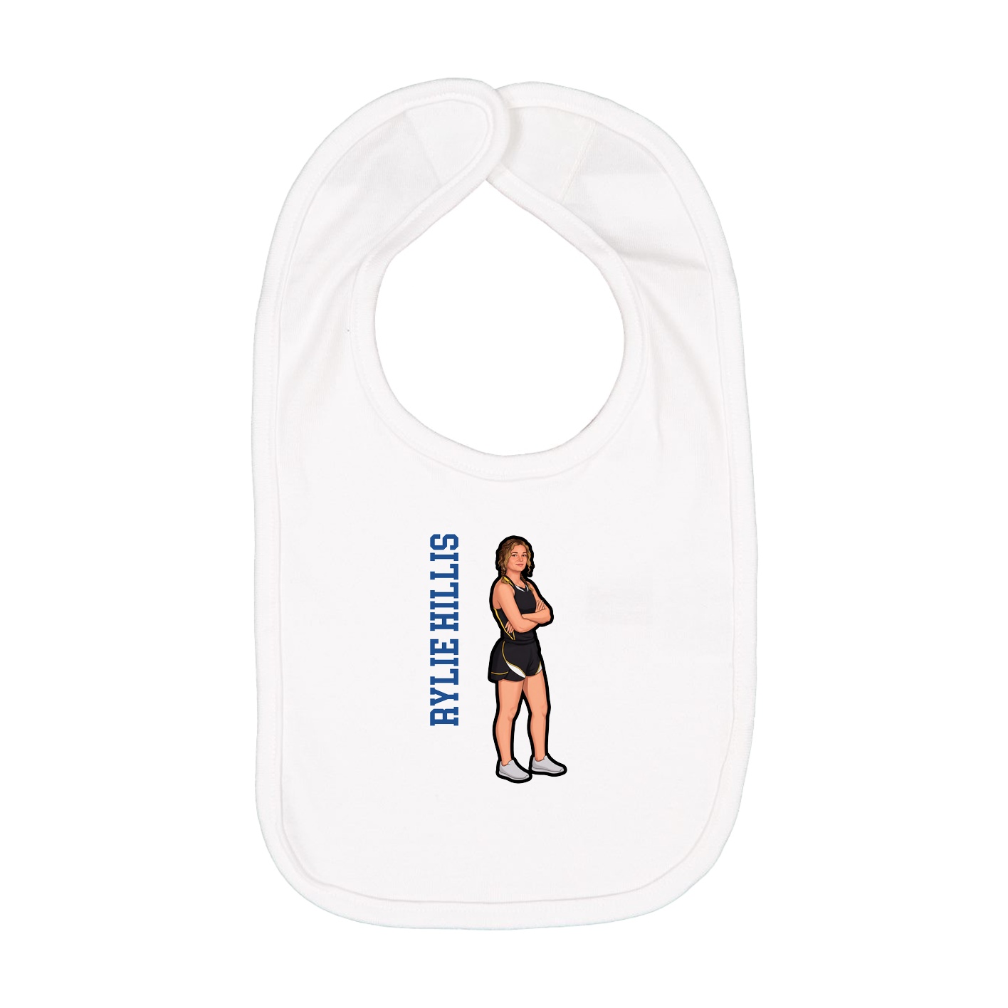 Infant Bib — Name Vertical in White