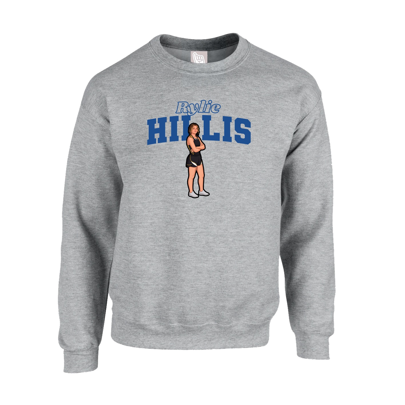 Fleece Crew — Name Arch in Grey