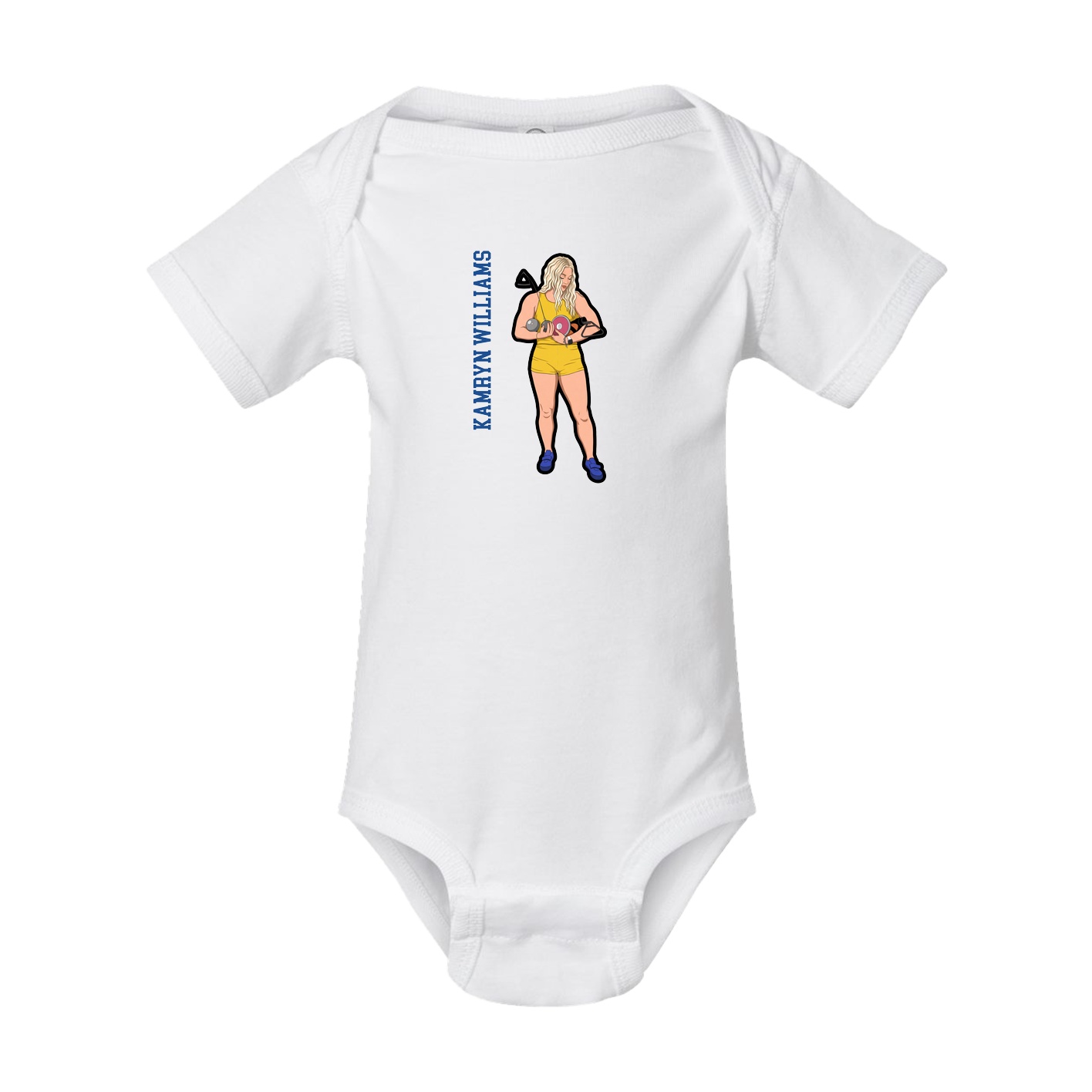 Baby Onesie — Name Vertical in White