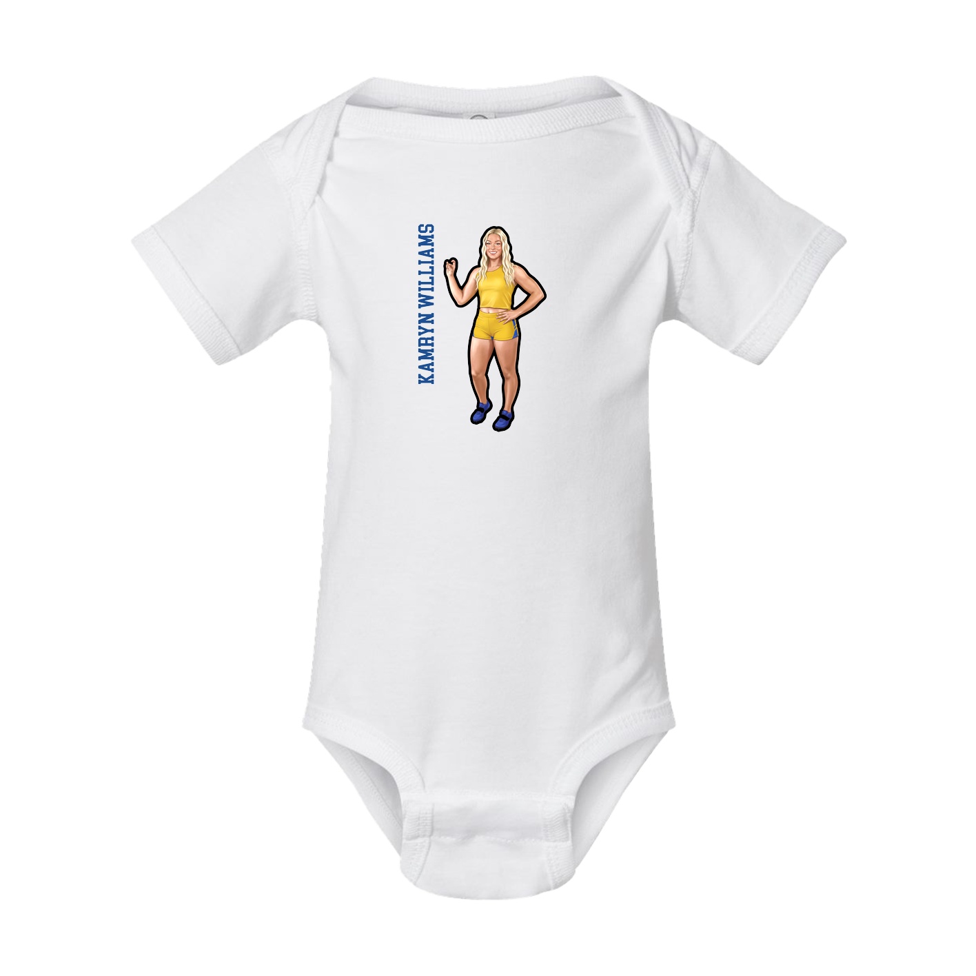 Baby Onesie — Name Vertical in White