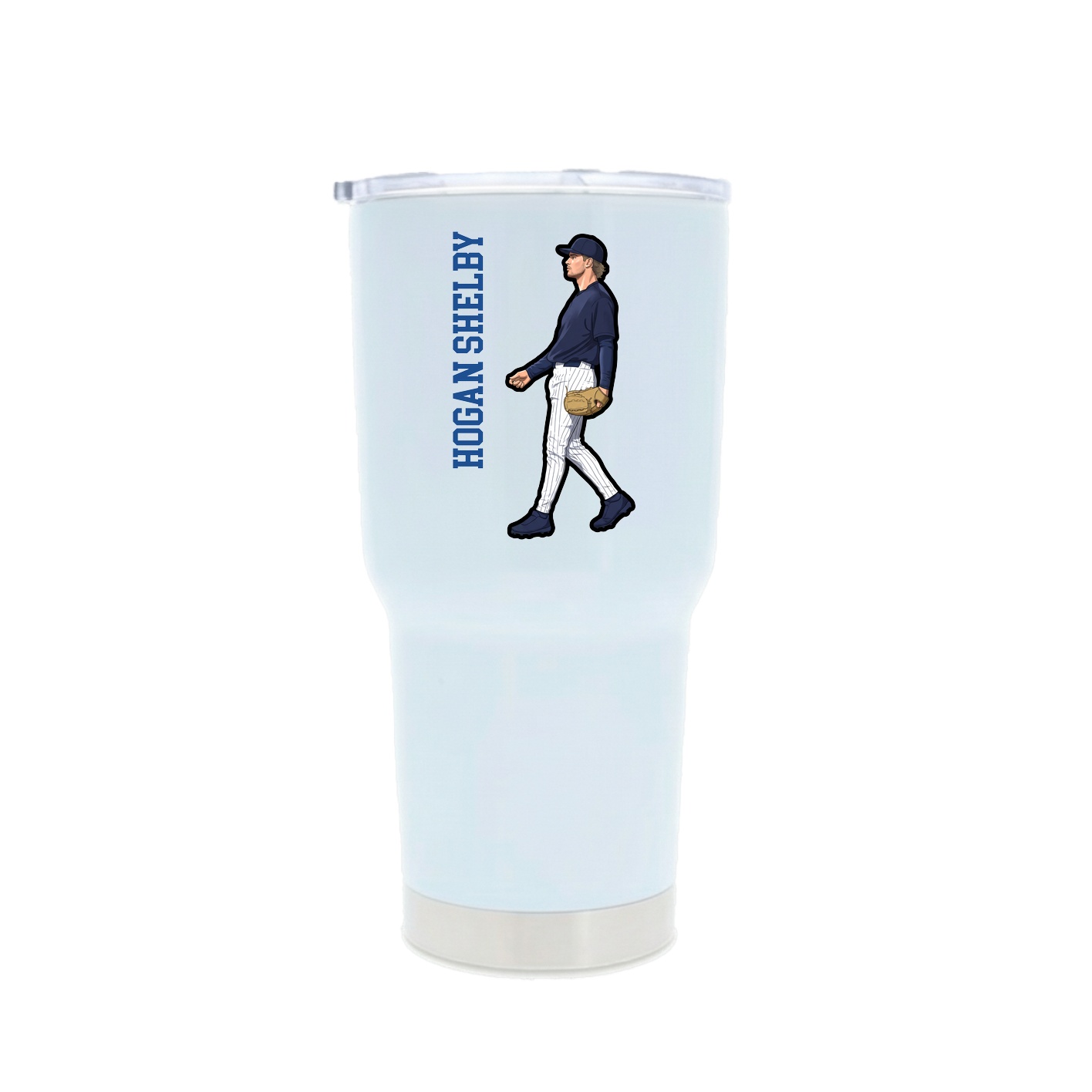 30oz Stainless Steel Tumbler — Name Vertical in White