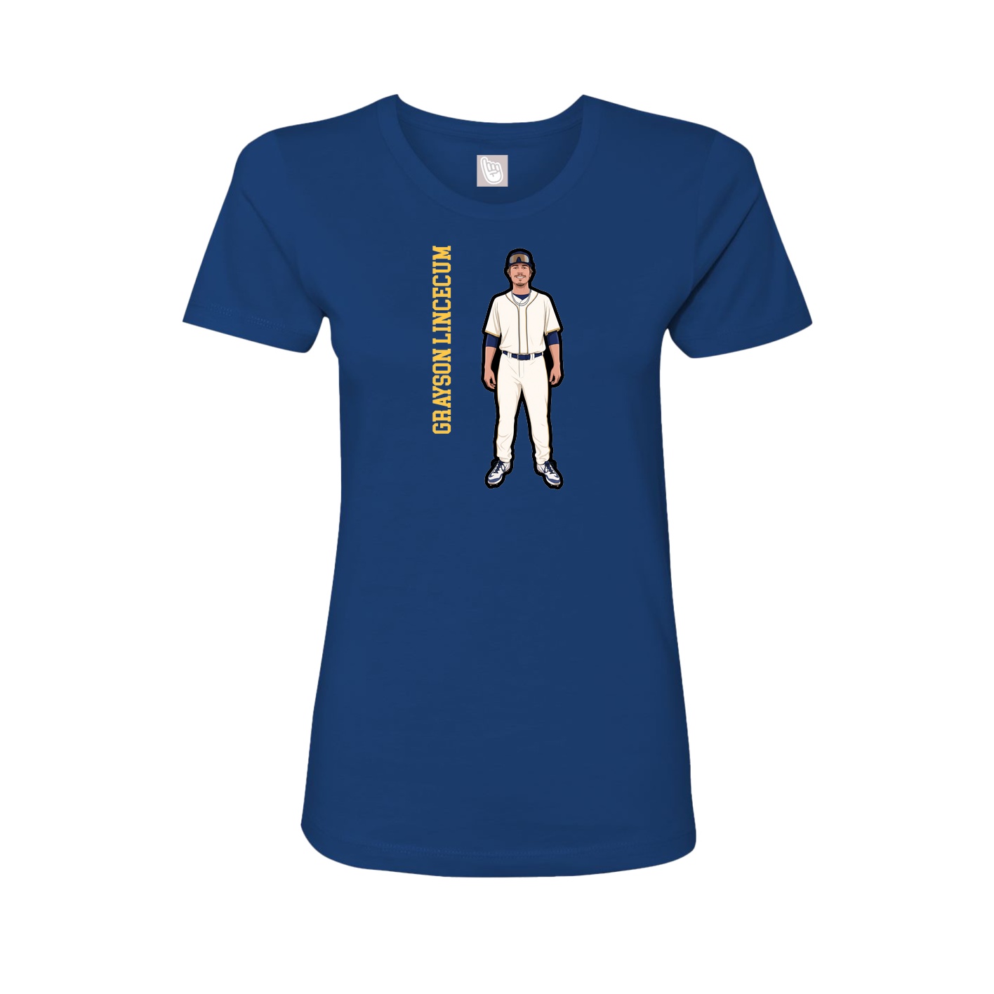 Fitted Women's Tee — Name Vertical in Royal