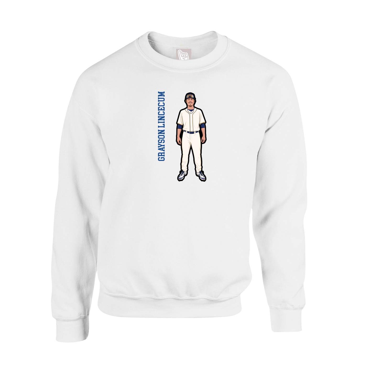 Fleece Crew — Name Vertical in White