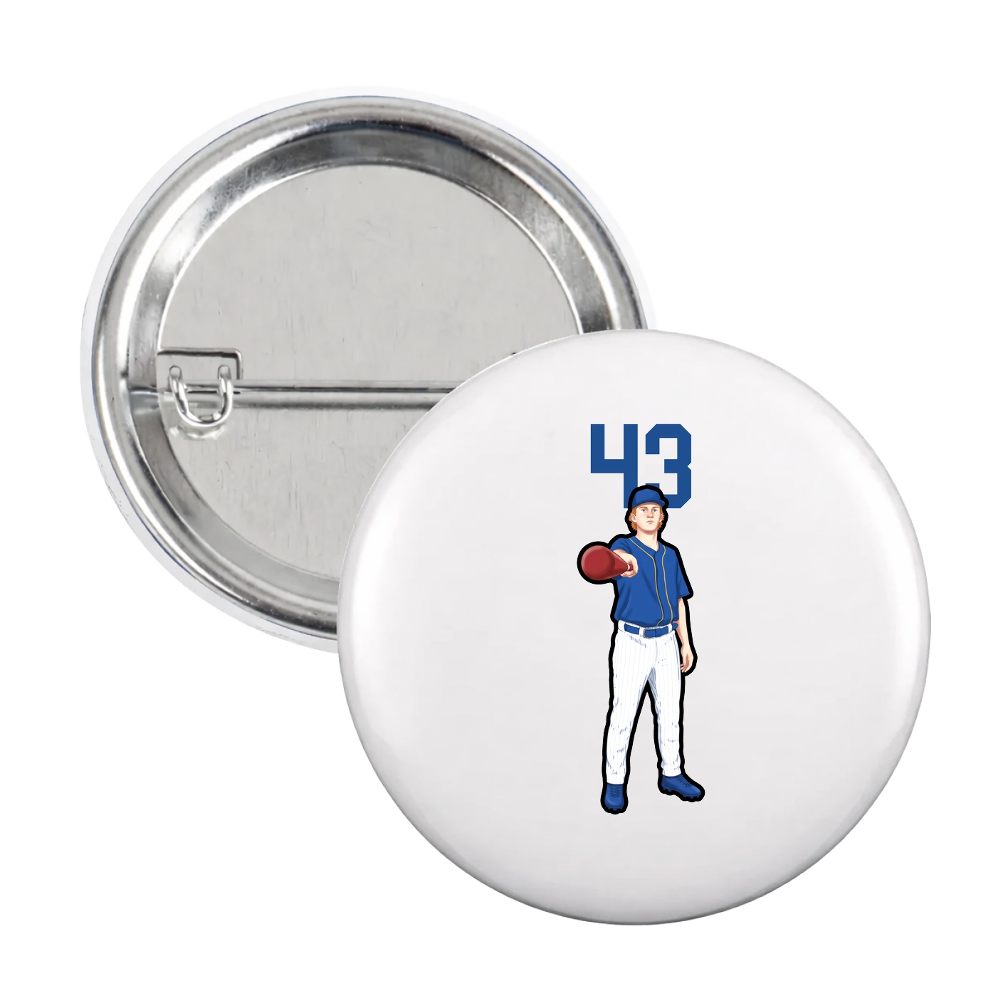 Game Day Button — Number Top in White