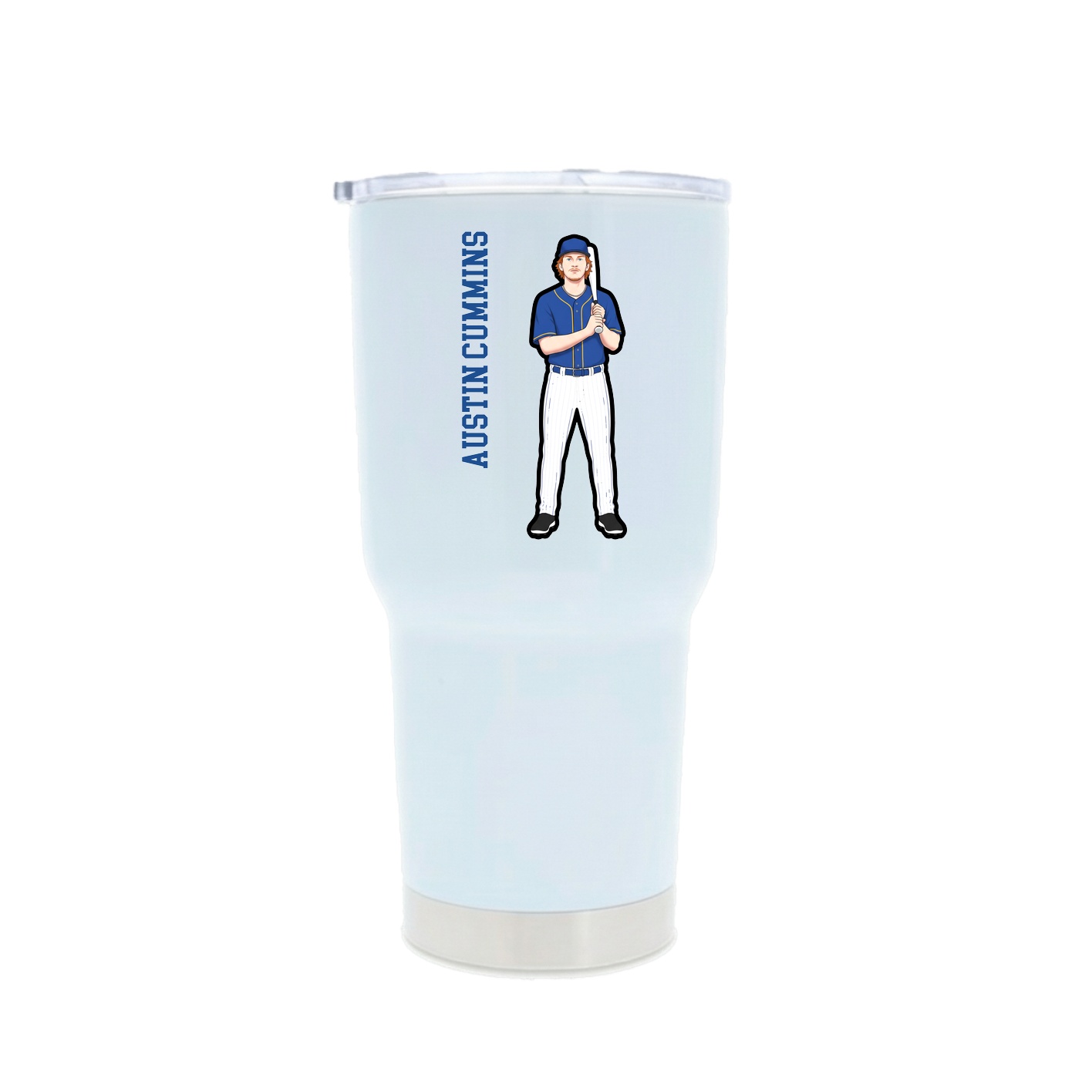 30oz Stainless Steel Tumbler — Name Vertical in White