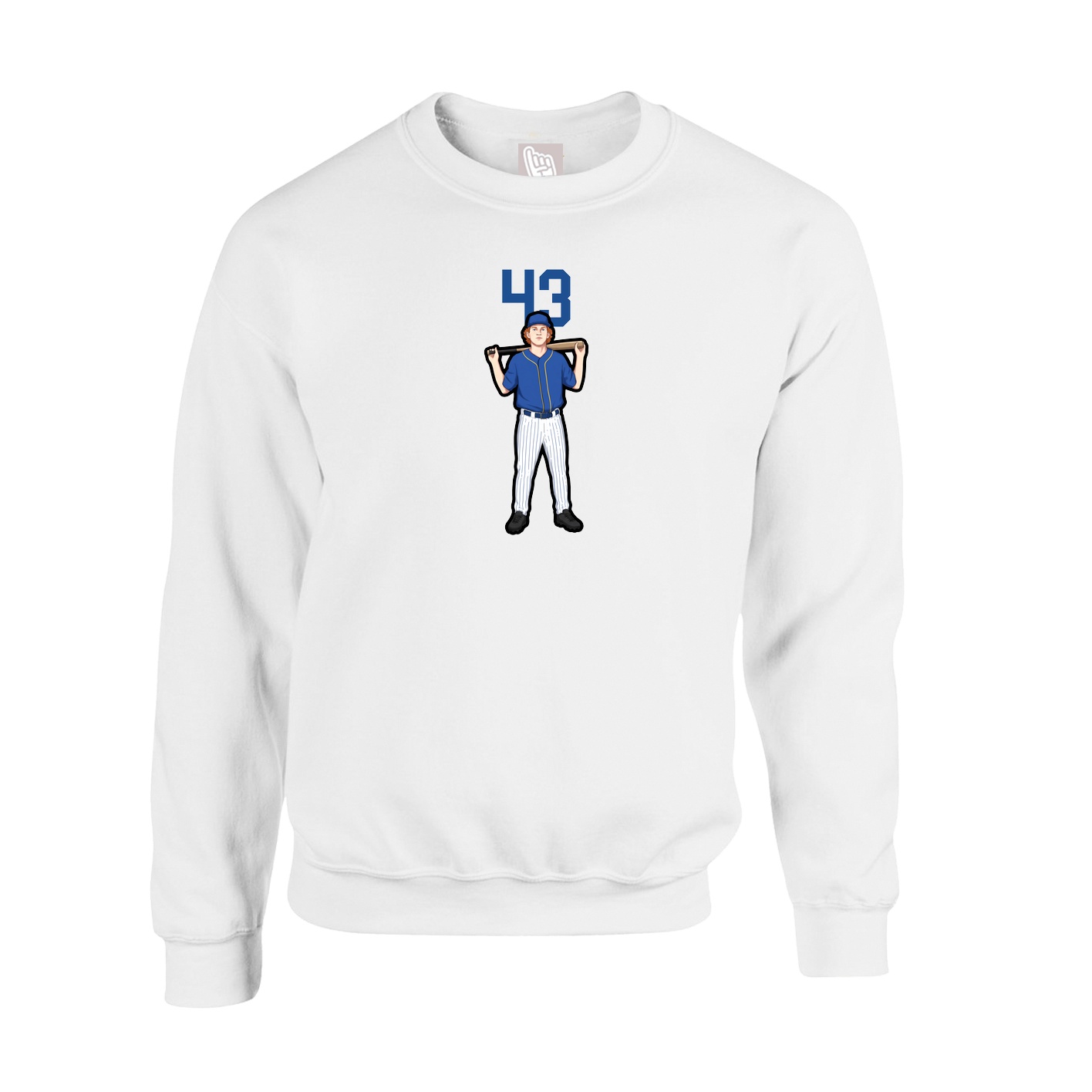 Fleece Crew — Number Top in White