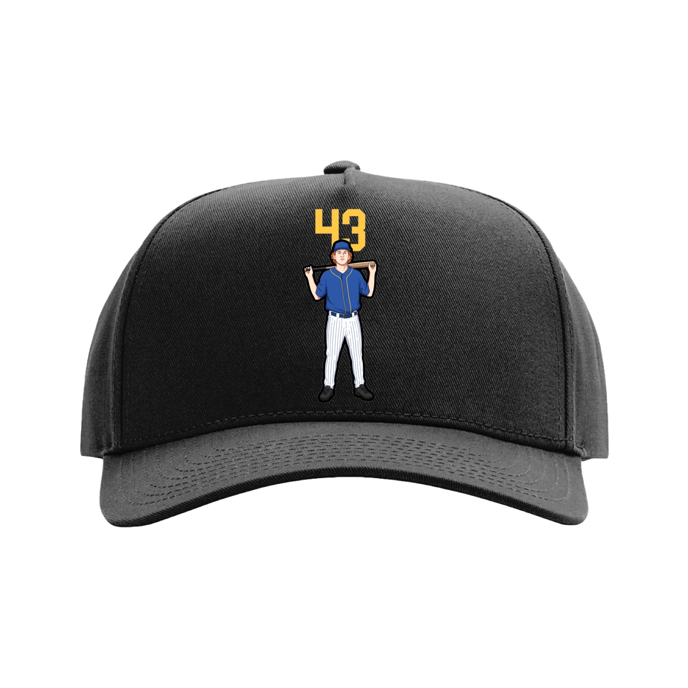 Full Fabric Five-Panel Champ Cap — Number Top in Black