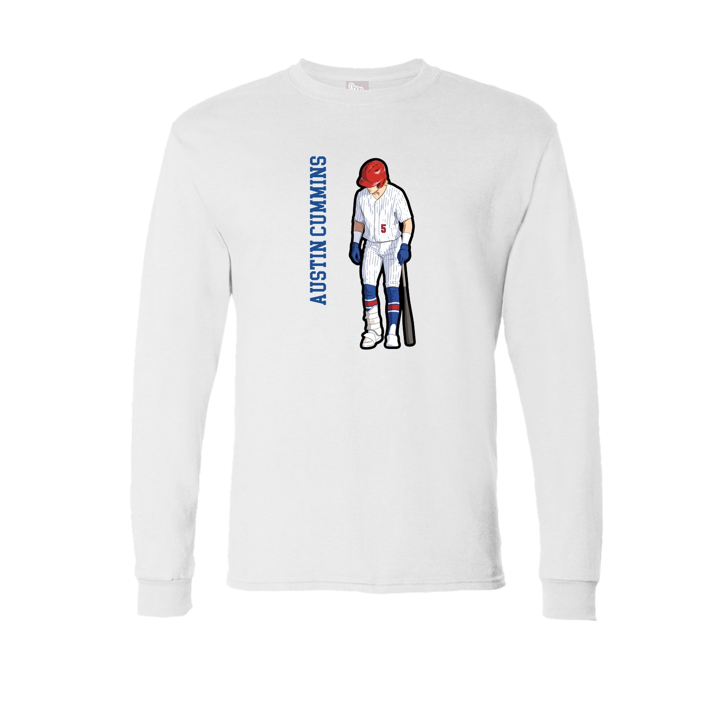 Long Sleeve Tee — Name Vertical in White