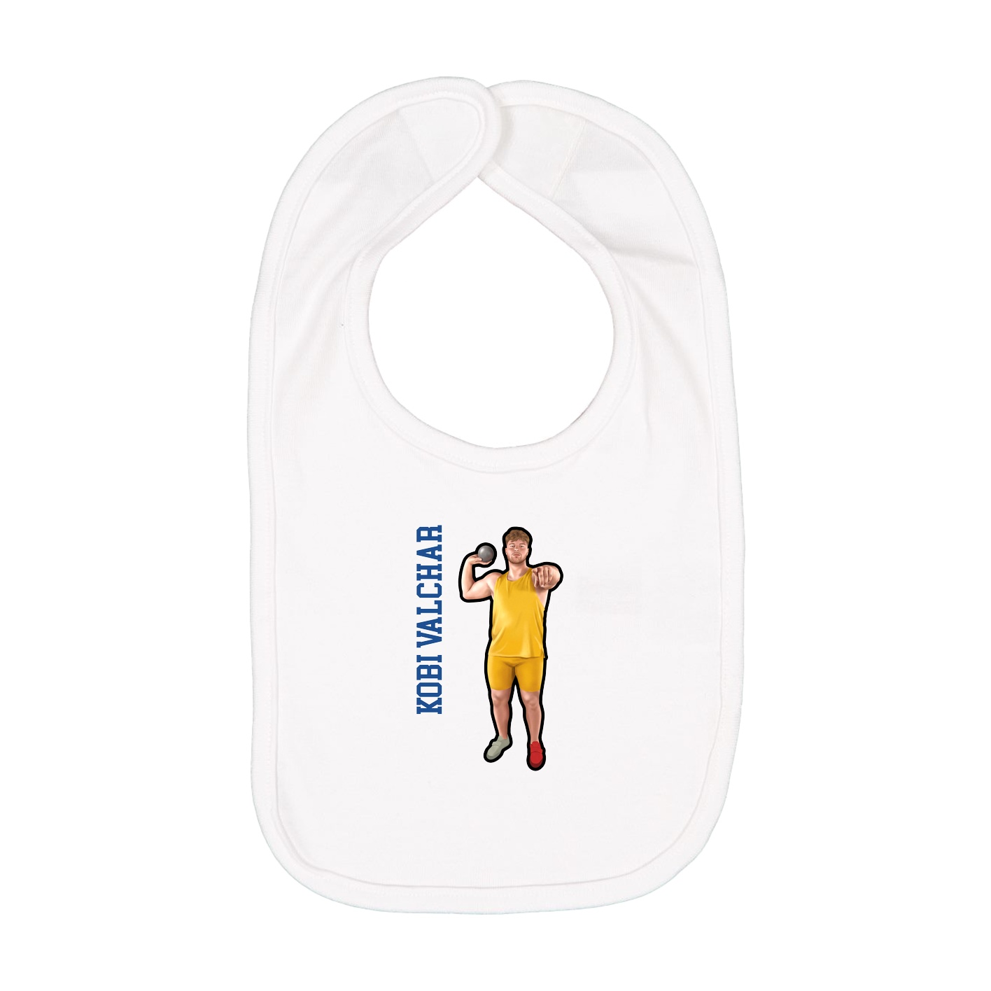 Infant Bib — Name Vertical in White