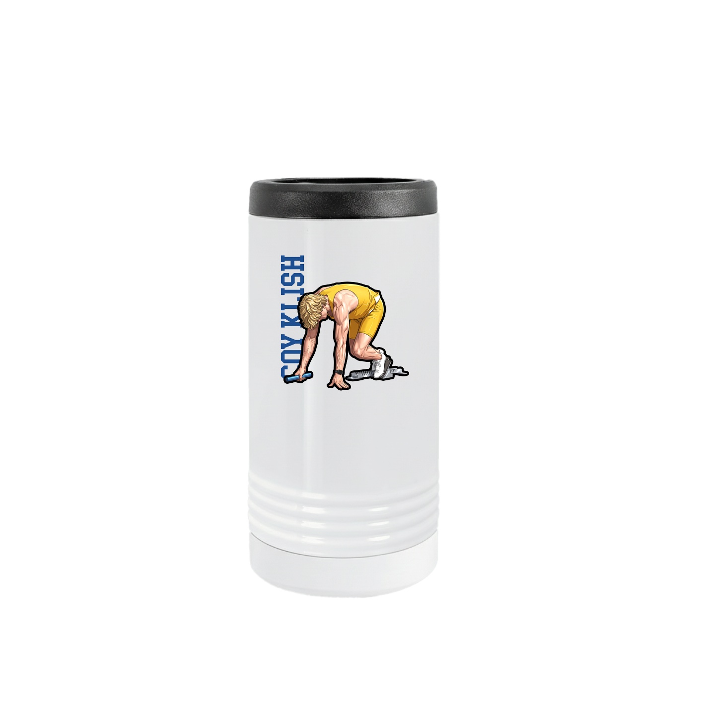 Slim Beverage Holder — Name Vertical in White