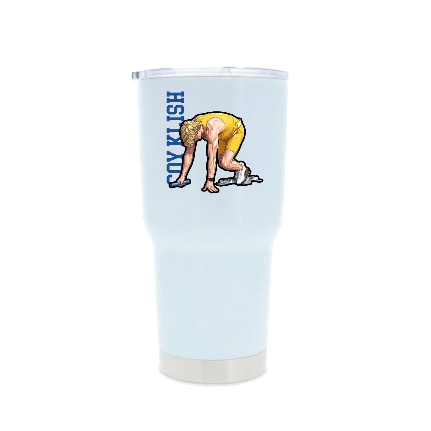 30oz Stainless Steel Tumbler — Name Vertical in White