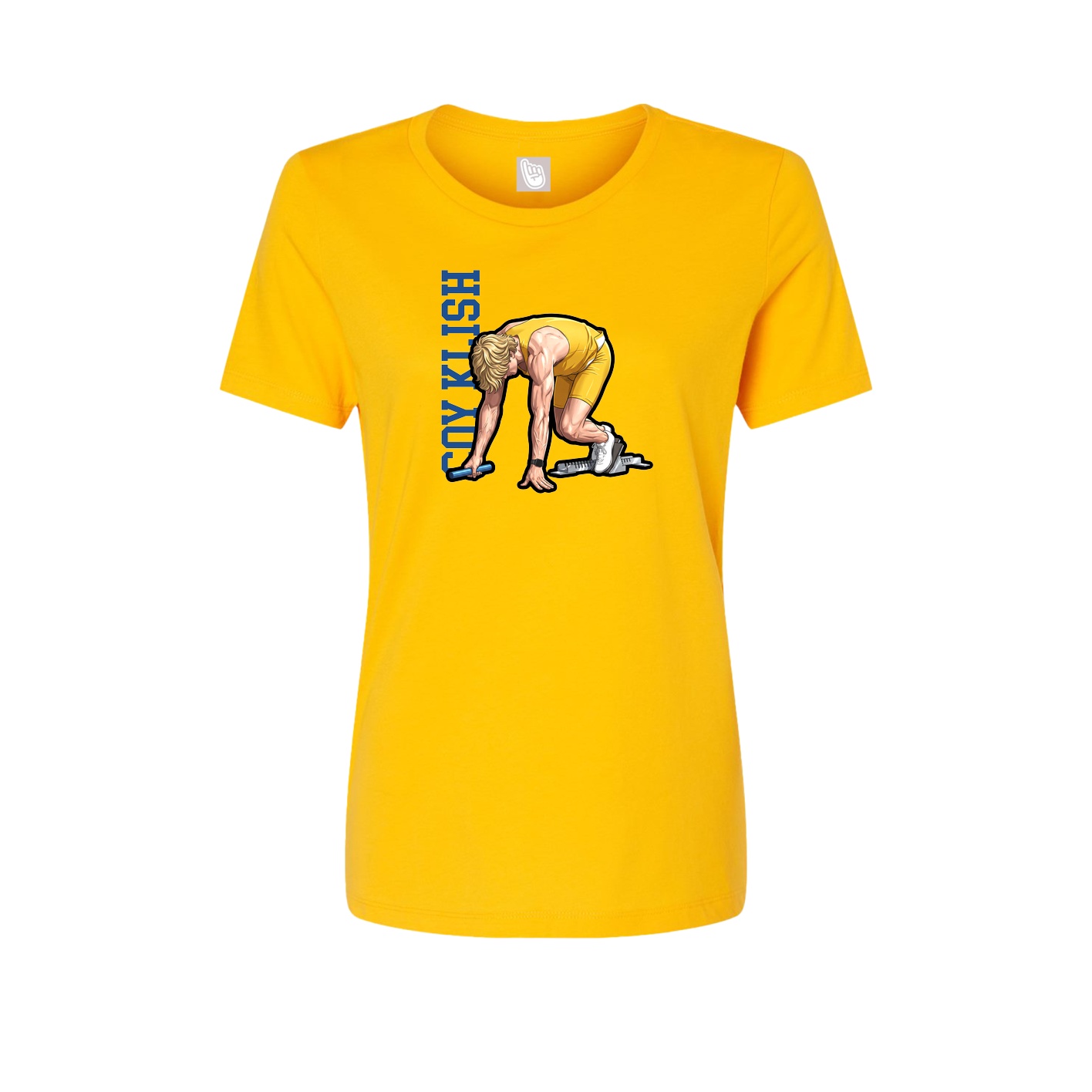 Fitted Women's Tee — Name Vertical in Gold