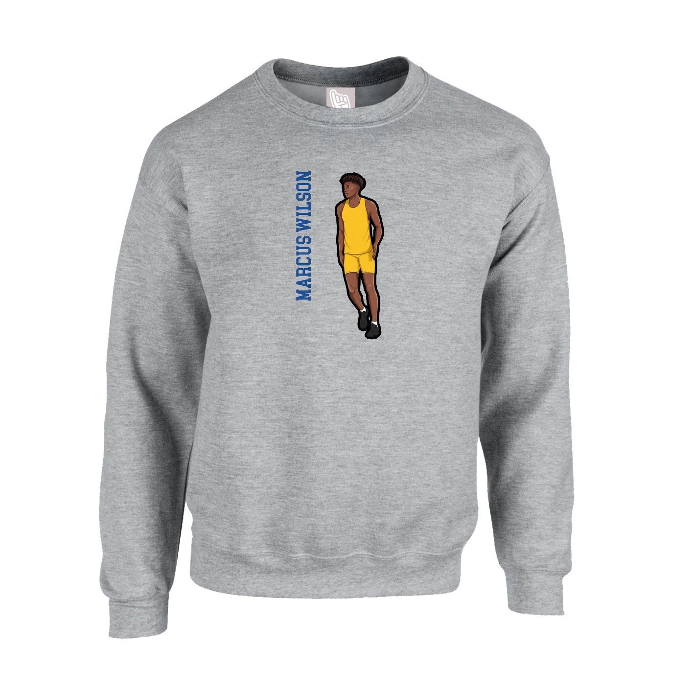 Fleece Crew — Name Vertical in Grey